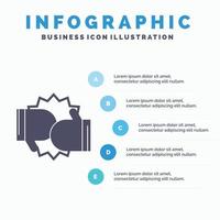 caja. boxeo. competencia. lucha. plantilla de infografía de guantes para sitio web y presentación. icono de glifo gris con ilustración de vector de estilo infográfico azul.