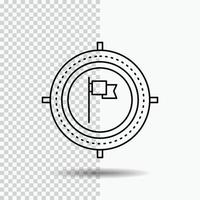 Aim. business. deadline. flag. focus Line Icon on Transparent Background. Black Icon Vector Illustration