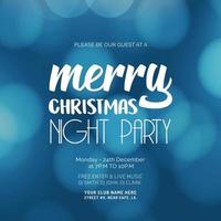 Merry Christmas Night party Glowing Blue background vector