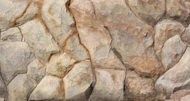 Light coarse natural rock stone background. Mining cliff rough front surface. Big limestone stack backdrop. Heavy grunge damaged granite block texture photo