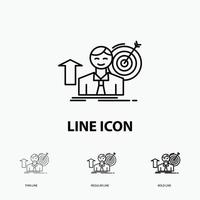 success. user. target. achieve. Growth Icon in Thin. Regular and Bold Line Style. Vector illustration