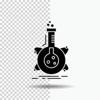 research. laboratory. flask. tube. development Glyph Icon on Transparent Background. Black Icon vector