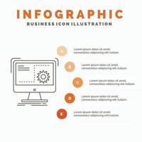 Command. computer. function. process. progress Infographics Template for Website and Presentation. Line Gray icon with Orange infographic style vector illustration