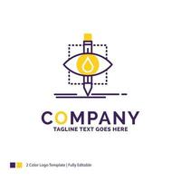 Company Name Logo Design For Ecology. monitoring. pollution. research. science. Purple and yellow Brand Name Design with place for Tagline. Creative Logo template for Small and Large Business. vector