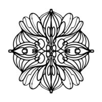 Round Ornate Mandala design for Coloring books Vector Illustration in Zentangle style. Outline doodle ornament isolated on white background. Decorative elements, pattern, zen doodle.