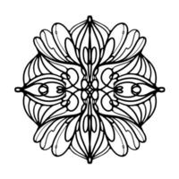 Round Ornate Mandala design for Coloring books Vector Illustration in Zentangle style. Outline doodle ornament isolated on white background. Decorative elements, pattern, zen doodle.