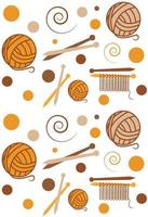 Seamless pattern knitting on soft background for textile or cover. Brown and orange. Vector print