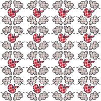 Checkered oak leaves and apples seamless pattern. vector
