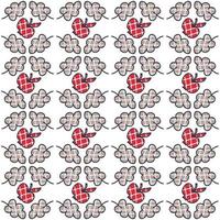 Checkered oak leaves and apples seamless pattern. vector