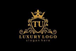 Initial TU Letter Royal Luxury Logo template in vector art for Restaurant, Royalty, Boutique, Cafe, Hotel, Heraldic, Jewelry, Fashion and other vector illustration.