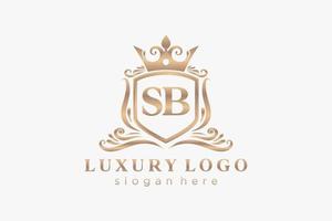 Initial SB Letter Royal Luxury Logo template in vector art for Restaurant, Royalty, Boutique, Cafe, Hotel, Heraldic, Jewelry, Fashion and other vector illustration.