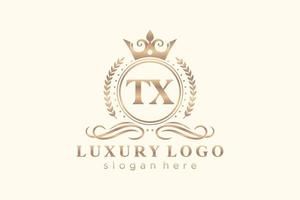 plantilla de logotipo de lujo real de letra tx inicial en arte vectorial para restaurante, realeza, boutique, cafetería, hotel, heráldica, joyería, moda y otras ilustraciones vectoriales. vector