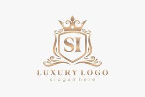 Initial SI Letter Royal Luxury Logo template in vector art for Restaurant, Royalty, Boutique, Cafe, Hotel, Heraldic, Jewelry, Fashion and other vector illustration.