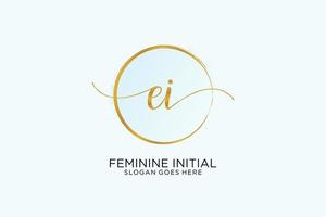 Initial EI handwriting logo with circle template vector signature, wedding, fashion, floral and botanical with creative template.