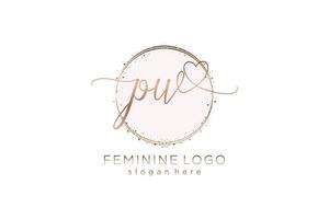 Initial PW handwriting logo with circle template vector logo of initial wedding, fashion, floral and botanical with creative template.