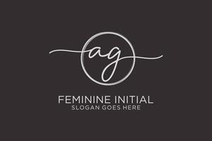 Initial AG handwriting logo with circle template vector logo of initial signature, wedding, fashion, floral and botanical with creative template.