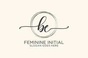 Initial BE beauty monogram and elegant logo design handwriting logo of initial signature, wedding, fashion, floral and botanical with creative template. vector