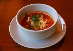 sopa de tomate vista foto