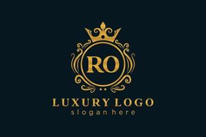 Initial RO Letter Royal Luxury Logo template in vector art for Restaurant, Royalty, Boutique, Cafe, Hotel, Heraldic, Jewelry, Fashion and other vector illustration.