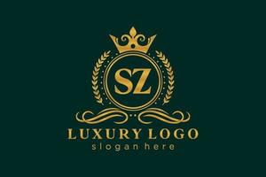 Initial SZ Letter Royal Luxury Logo template in vector art for Restaurant, Royalty, Boutique, Cafe, Hotel, Heraldic, Jewelry, Fashion and other vector illustration.