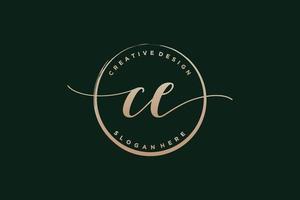 Initial CE handwriting logo with circle template vector signature, wedding, fashion, floral and botanical with creative template.