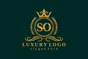 Initial SO Letter Royal Luxury Logo template in vector art for Restaurant, Royalty, Boutique, Cafe, Hotel, Heraldic, Jewelry, Fashion and other vector illustration.