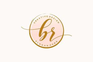 Initial BR handwriting logo with circle template vector signature, wedding, fashion, floral and botanical with creative template.