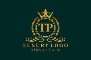 Initial TP Letter Royal Luxury Logo template in vector art for Restaurant, Royalty, Boutique, Cafe, Hotel, Heraldic, Jewelry, Fashion and other vector illustration.