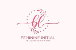 Initial BL beauty monogram and elegant logo design handwriting logo of initial signature, wedding, fashion, floral and botanical with creative template. vector