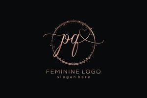 Initial PQ handwriting logo with circle template vector logo of initial wedding, fashion, floral and botanical with creative template.