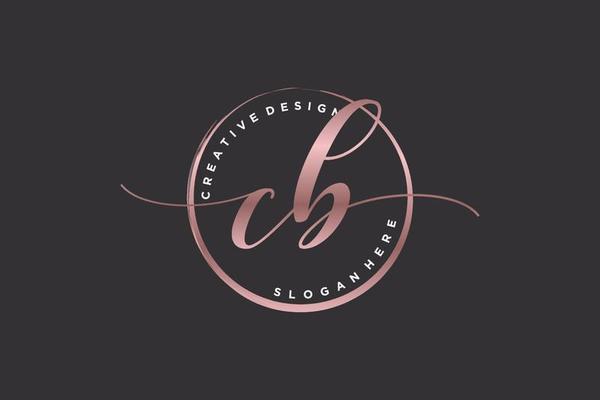 Initial CB handwriting logo with circle template vector signature, wedding, fashion, floral and botanical with creative template.