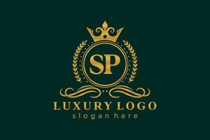 Initial SP Letter Royal Luxury Logo template in vector art for Restaurant, Royalty, Boutique, Cafe, Hotel, Heraldic, Jewelry, Fashion and other vector illustration.