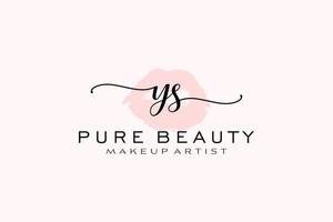 Initial YS Watercolor Lips Premade Logo Design, Logo for Makeup Artist Business Branding, Blush Beauty Boutique Logo Design, Calligraphy Logo with creative template. vector