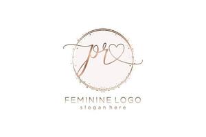 Initial PR handwriting logo with circle template vector logo of initial wedding, fashion, floral and botanical with creative template.