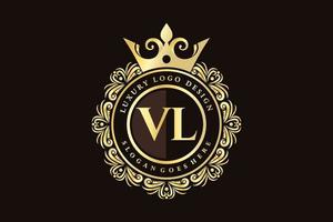 vl letra inicial oro caligráfico femenino floral dibujado a mano monograma heráldico antiguo estilo vintage diseño de logotipo de lujo vector premium