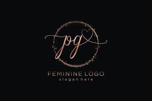 Initial PG handwriting logo with circle template vector logo of initial wedding, fashion, floral and botanical with creative template.