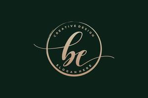 Initial BE handwriting logo with circle template vector signature, wedding, fashion, floral and botanical with creative template.