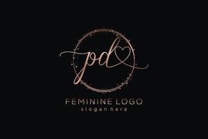 Initial PD handwriting logo with circle template vector logo of initial wedding, fashion, floral and botanical with creative template.