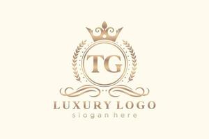 Initial TG Letter Royal Luxury Logo template in vector art for Restaurant, Royalty, Boutique, Cafe, Hotel, Heraldic, Jewelry, Fashion and other vector illustration.