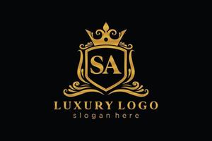 Initial SA Letter Royal Luxury Logo template in vector art for Restaurant, Royalty, Boutique, Cafe, Hotel, Heraldic, Jewelry, Fashion and other vector illustration.