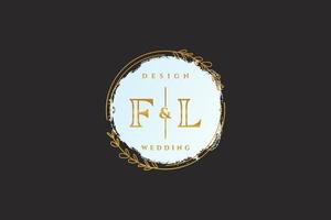 Initial FL beauty monogram and elegant logo design handwriting logo of initial signature, wedding, fashion, floral and botanical with creative template. vector