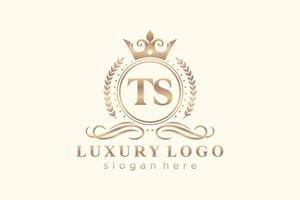 Initial TS Letter Royal Luxury Logo template in vector art for Restaurant, Royalty, Boutique, Cafe, Hotel, Heraldic, Jewelry, Fashion and other vector illustration.