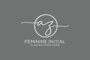 Initial AZ handwriting logo with circle template vector logo of initial signature, wedding, fashion, floral and botanical with creative template.