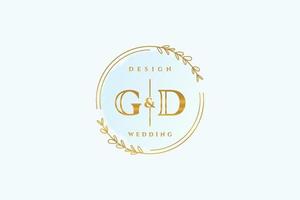 Initial GD beauty monogram and elegant logo design handwriting logo of initial signature, wedding, fashion, floral and botanical with creative template. vector