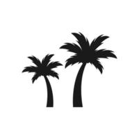 palmera coco árbol silueta negra verano ilustración logo vector