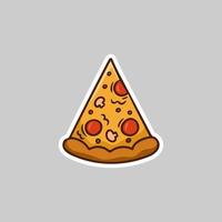 pizza with pepperoni, mushroom topping doodle sketch hand drawn cartoon icon, vector illustration sticker