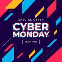 cyber monday sale banner abstract geometric background vector