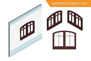 Isometric Wood window vector in White Isolated Background, Suitable for Game Asset, And Other Graphic Related Assets