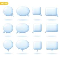 3D Speech Bubble Balloon Element for Conversation Comic Talking Speaking Message Text Decoration Round Oval Square Rectangle Shape Sign Symbol Icon Various Style Set Collection Vector Illustration