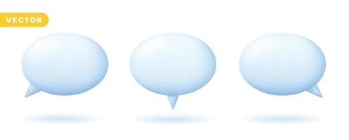 3D Speech Bubble Balloon Element for Conversation Comic Talking Speaking Message Text Decoration Oval Ellipses Shape Sign Symbol Icon Various Style Set Collection Vector Illustration